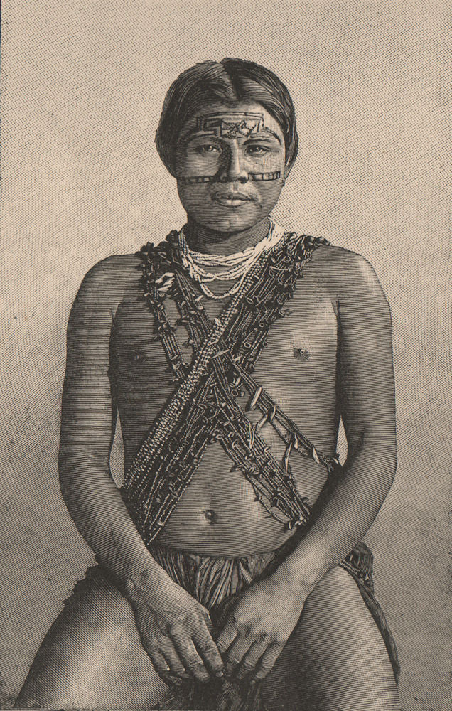 Galibi man. French Guiana 1885 old antique vintage print picture